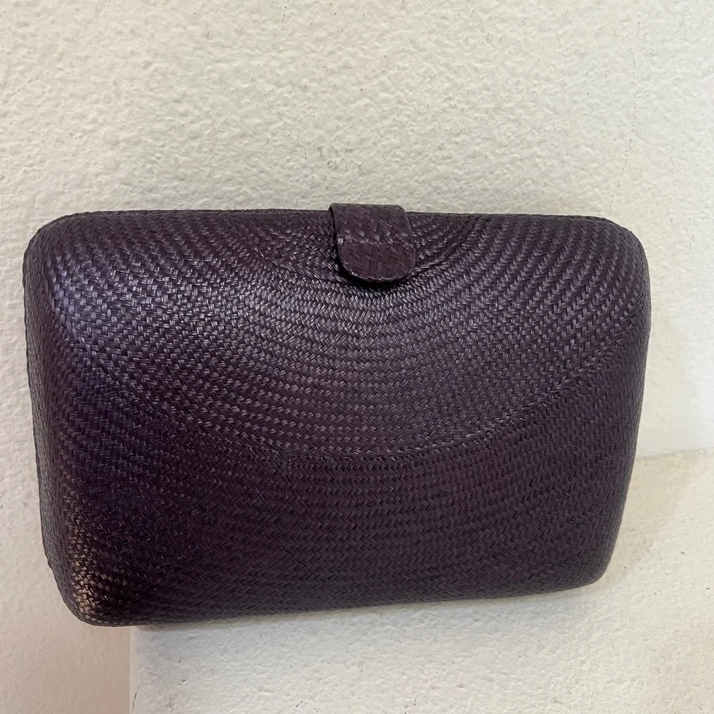 Straw Woven Purple Multicolored Cross Body Bag‎ PURSE Pouch Clutch